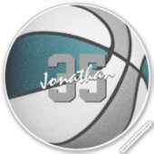 Bulkorder of koop één blauwgroen grijs team basket sticker (Voorkant)