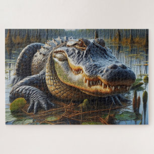 Bull Alligator in het moeras Legpuzzel