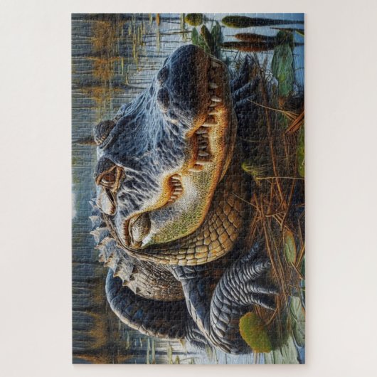 Bull Alligator in het moeras Legpuzzel (Verticaal)