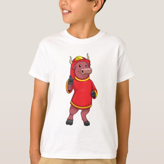 Bull as Firefighter with Helmet T-shirt (Voorkant)