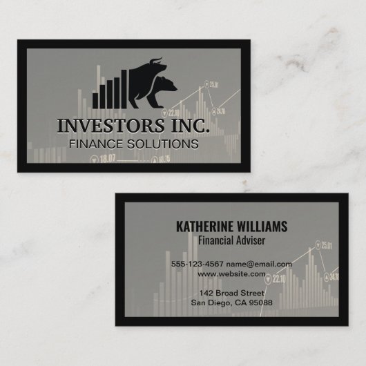 Bull-Beer | effectenmakelaar | Financiële grafiek Visitekaartje (Voorkant / Achterkant)