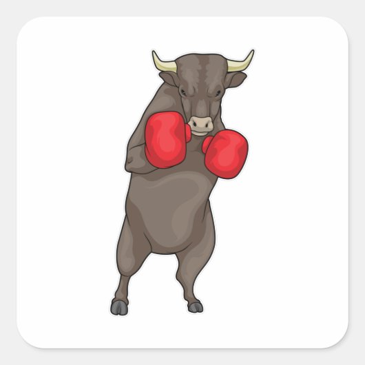 Bull Boxer Boxing-handschoenen Vierkante Sticker (Voorkant)
