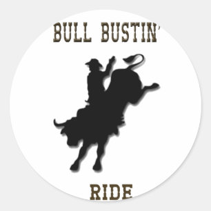 "Bull Bustin' Ride" Westerne Rodeo-Stickers Ronde Sticker