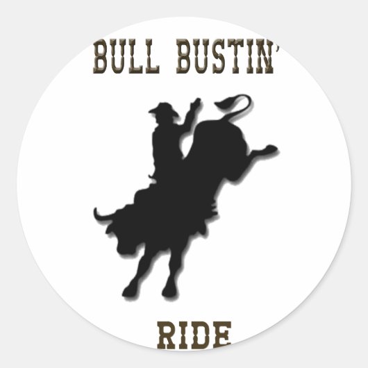 "Bull Bustin' Ride" Westerne Rodeo-Stickers Ronde Sticker (Voorkant)
