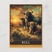 Bull | Carte postale Famille Vintage Animal (Devant)
