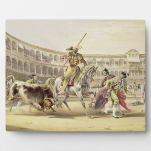Bull Charging a Picador, 1865 (kleurenlitho) Fotoplaat