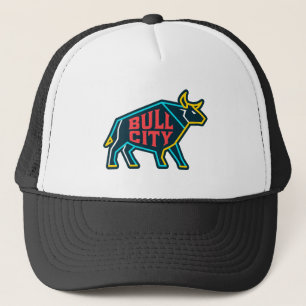 Bull City Neon Bull voor het moderne Durham North Trucker Pet