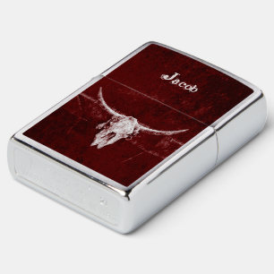 Bull Cow Skull Western Land Burgundy Red Rustic