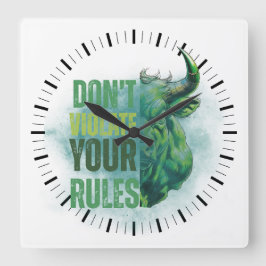 Bull design | Reminder | Motivation Vierkante Klok