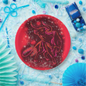 Bull die in rode Sterrennacht document Borden lope Papieren Bordje (Feest)