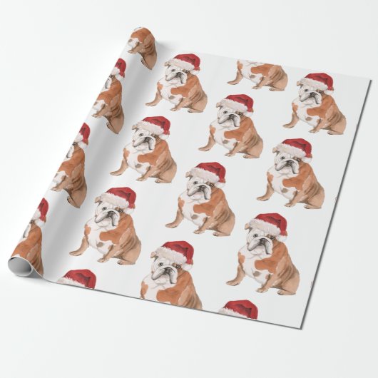 Bull Dog Kerstkerstkerstkerstkerstkerstkerstkersth Cadeaupapier (Uitgerold)