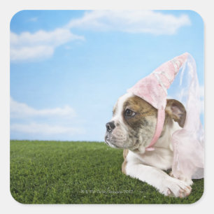 Bull Dog puppy prinses Vierkante Sticker