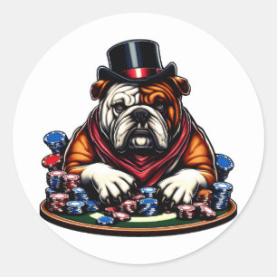 bull dog spelen poker gokken casino kunst ronde sticker