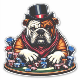 bull dog spelen poker gokken casino kunst sticker