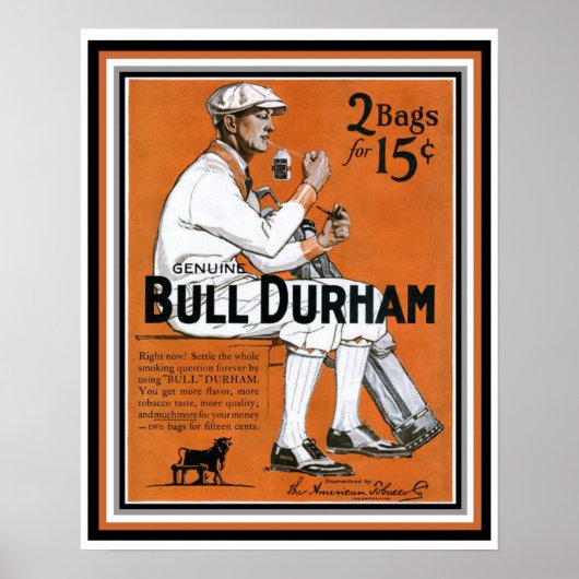 Bull Durham Golfer Vintage Ad Poster (Voorkant)