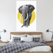 Bull elephant - Tekenen in potlood op goud Canvas Afdruk (Insitu (Slaapkamer))