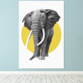 Bull elephant - Tekenen in potlood op goud Canvas Afdruk (Insitu (Houten vloer))