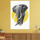 Bull elephant - Tekenen in potlood op goud Canvas Afdruk (Insitu (Woonkamer))