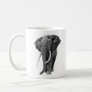 Bull elephant - Tekening in potlood Koffiemok