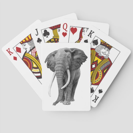 Bull elephant - Tekening in potlood Pokerkaarten (Achterkant)