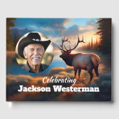 Bull Elk bij Mountain Sunset Memorial Gastenboek (Voorkant)