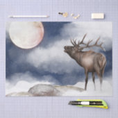 Bull Elk Bugling bij het volledige Moon-gebergte Tissuepapier (Craft)