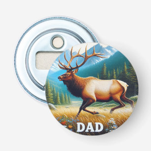 Bull Elk Dad Button Flesopener
