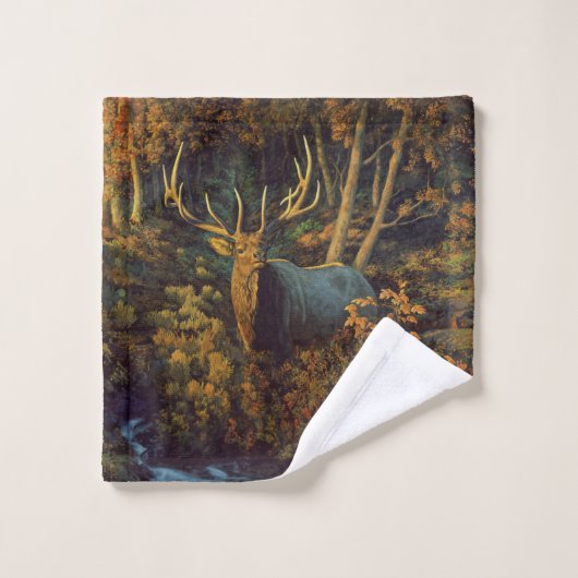 Bull Elk dans la forêt d'automne (Gant de toilette)