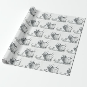 Bull Elk en Fox Cadeaupapier