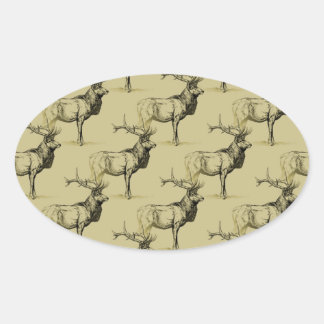 Bull Elk Hunters Wildlife Groot Spel Jachtgeweien Ovale Sticker