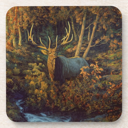 Bull Elk in het herfstbos Bier Onderzetter (Voorkant)