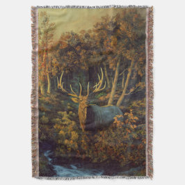 Bull Elk in het herfstbos Deken