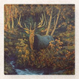 Bull Elk in het herfstbos Glazen Onderzetter