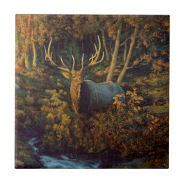 Bull Elk in het herfstbos Tegeltje