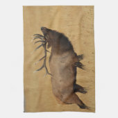 Bull Elk met hoofd terug Theedoek (Verticaal)