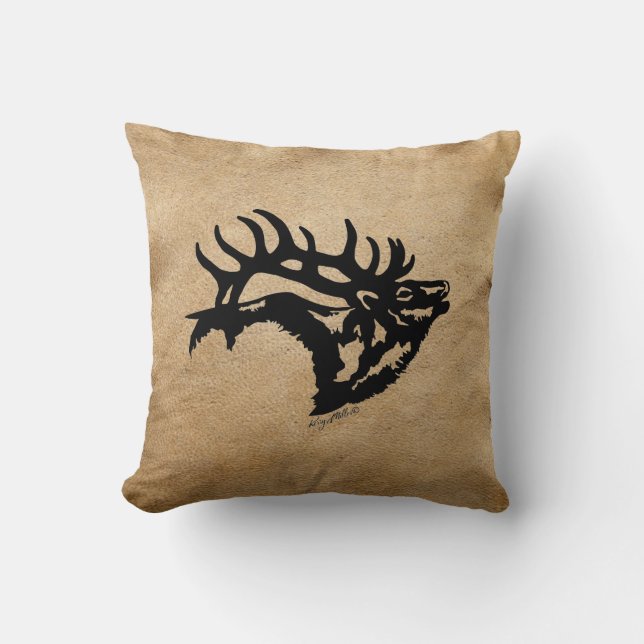 Bull Elk Silhouette Kussen (Voorkant)
