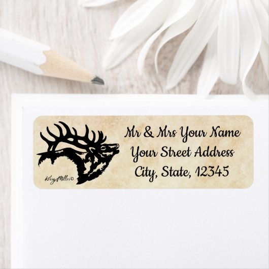 Bull Elk Silhouette Label (Insitu)