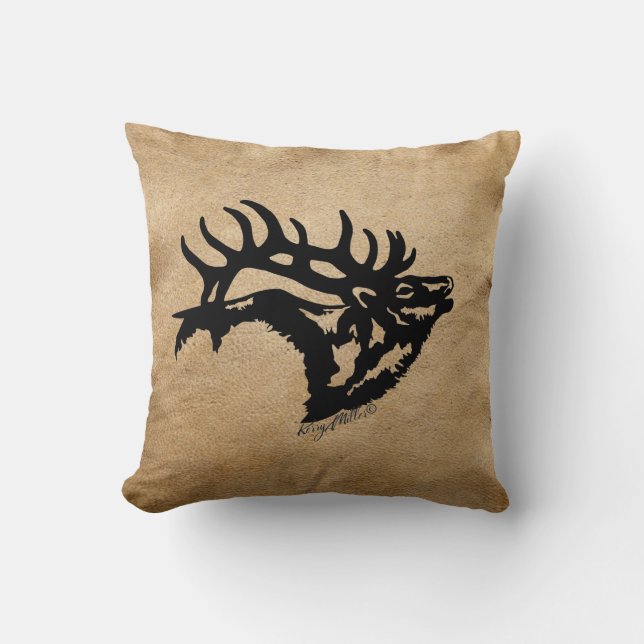 Bull Elk Silhouette Sierkussen (Voorkant)