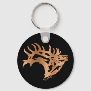 Bull Elk Silhouette Sleutelhanger
