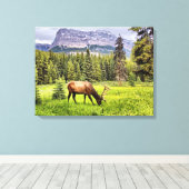 Bull Elk Wrapped Canvas Afdruk (Insitu (Houten vloer))