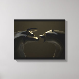 Bull- en Beer-markt Trend Bronze Castings Canvas Afdruk