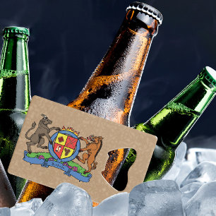 Bull en Boar Rampant BBQ-wapenschild Kredietkaart Flessenopener