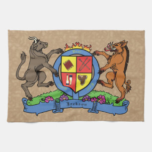 Bull en Boar Rampant BBQ-wapenschild Theedoek