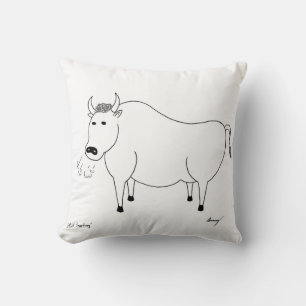 Bull Folk Art Coussin