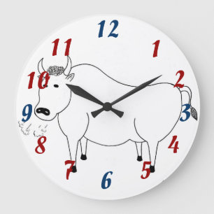 Bull Folk Art-klok Grote Klok