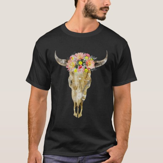 Bull Head Cattle Koe Schedel I Westerne Schedel T-shirt (Voorkant)