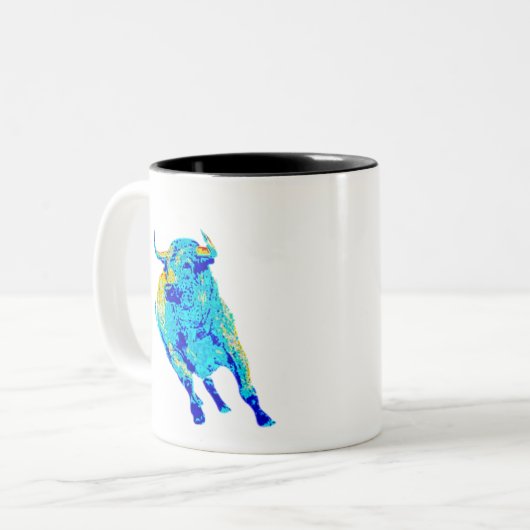 Bull in blue colour tweekleurige koffiemok (Voorkant links)