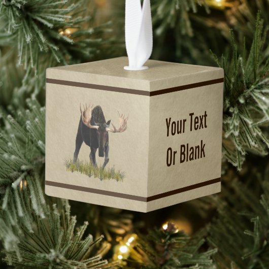 Bull-laden op oud papier kubus ornament (Boom)