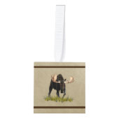 Bull-laden op oud papier kubus ornament (Voorkant)