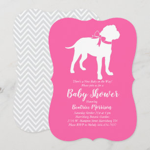 Bull Mastiff Dog Baby shower Pink Girl Kaart
